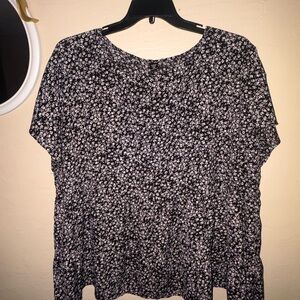 SHEIN Black and White Floral Blouse